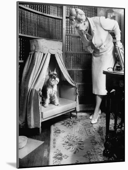 Marjorie Merriweather Post, Heiress and Founder of General Foods, Chatting with Her Schnauzer-Alfred Eisenstaedt-Mounted Photographic Print