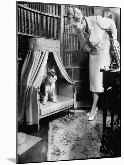 Marjorie Merriweather Post, Heiress and Founder of General Foods, Chatting with Her Schnauzer-Alfred Eisenstaedt-Mounted Photographic Print