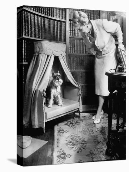 Marjorie Merriweather Post, Heiress and Founder of General Foods, Chatting with Her Schnauzer-Alfred Eisenstaedt-Stretched Canvas