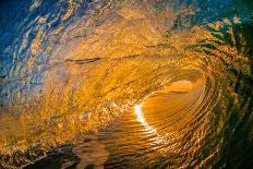 Breaking tubing wave at Teahupoo surf break, Tahiti, French Polynesia-Mark A Johnson-Photographic Print