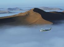 Safari Flights over Red Sand Dunes of Sossusvlei with Early Morning Mist, National Park, Namibia-Mark Hannaford-Photographic Print