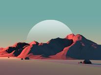 Low-Poly Mountain Landscape Reflecting on Water-Mark Kirkpatrick-Mounted Art Print