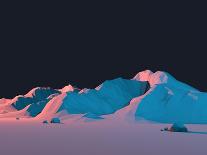 Low-Poly Mountain Landscape at Dusk with Moon-Mark Kirkpatrick-Art Print
