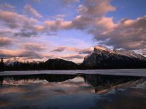 Pastel Shades of Dusk Over Mt. Rundle and Vermilion Lake, Banff National Park, Alberta, Canada-Mark Newman-Photographic Print