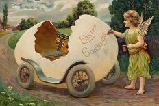 Postcard of Cherub Painting Easter Vehicle-Mark Rykoff-Mounted Giclee Print