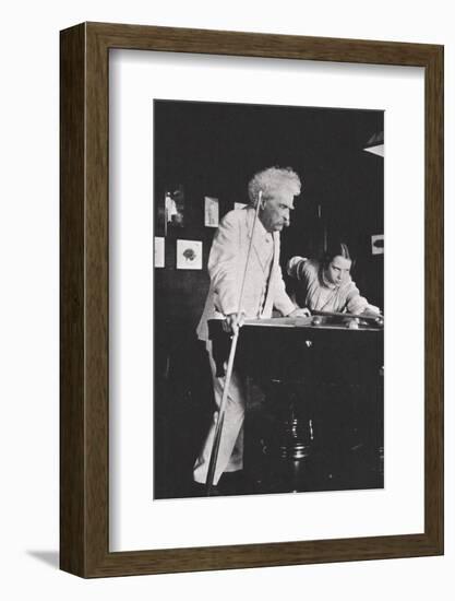 Mark Twain, American author, playing pool, c1900s(?)-Unknown-Framed Photographic Print