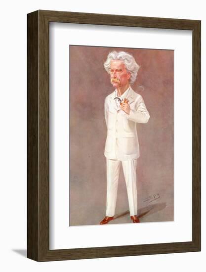 Mark Twain American Writer Born: Samuel Langhorne Clemens Pictured in a White Suit-Spy (Leslie M. Ward)-Framed Photographic Print