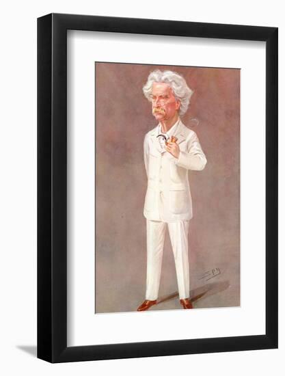 Mark Twain American Writer Born: Samuel Langhorne Clemens Pictured in a White Suit-Spy (Leslie M. Ward)-Framed Photographic Print