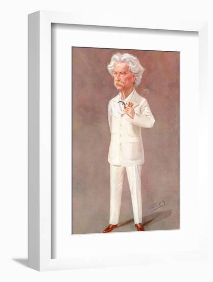 Mark Twain American Writer Born: Samuel Langhorne Clemens Pictured in a White Suit-Spy (Leslie M. Ward)-Framed Photographic Print