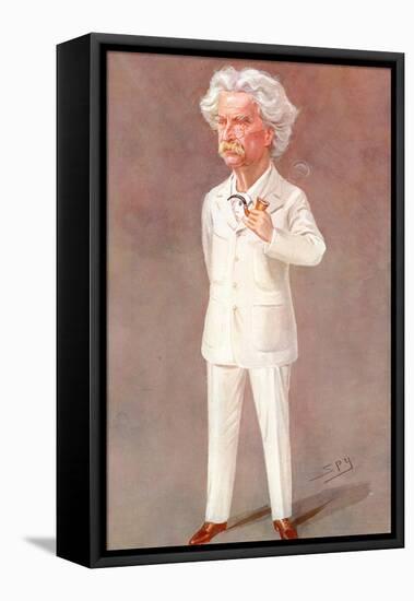 Mark Twain American Writer Born: Samuel Langhorne Clemens Pictured in a White Suit-Spy (Leslie M. Ward)-Framed Stretched Canvas