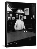 Mark Twain Playing Game of Pool-null-Framed Stretched Canvas