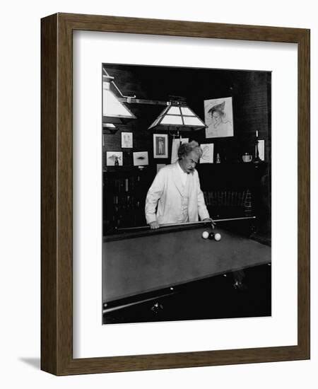 Mark Twain Playing Game of Pool-null-Framed Photographic Print