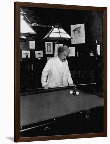 Mark Twain Playing Game of Pool-null-Framed Photographic Print