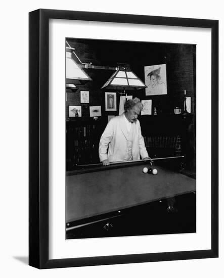 Mark Twain Playing Game of Pool-null-Framed Photographic Print