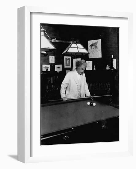 Mark Twain Playing Game of Pool-null-Framed Photographic Print