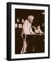 Mark Twain Playing Pool with the Daughter of His Biographer Albert Bigelow Paine-Albert Bigelow Paine-Framed Photographic Print