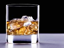 A Glass of Whisky with Ice Cubes-Mark Vogel-Framed Stretched Canvas