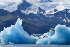 Iceland, floating glaciers in Jokulsarlon, glacier lagoon with mountain echo.-Mark Williford-Photographic Print