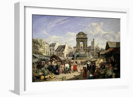 Market and Fountain of the Innocents, Paris, 1823-John James Chalon-Framed Giclee Print