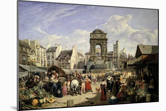 Market and Fountain of the Innocents, Paris, 1823-John James Chalon-Mounted Giclee Print