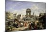 Market and Fountain of the Innocents, Paris, 1823-John James Chalon-Mounted Giclee Print