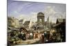 Market and Fountain of the Innocents, Paris, 1823-John James Chalon-Mounted Giclee Print