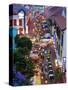 Market and Restuarants in Chinatown, Singapore, at Dusk-Peter Adams-Stretched Canvas