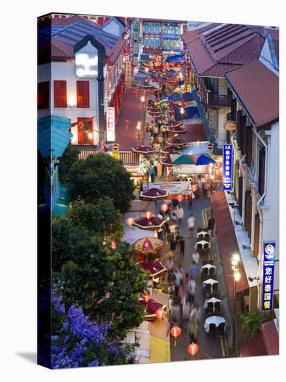 Market and Restuarants in Chinatown, Singapore, at Dusk-Peter Adams-Stretched Canvas