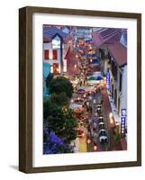 Market and Restuarants in Chinatown, Singapore, at Dusk-Peter Adams-Framed Photographic Print