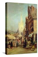 Market at Hennebont-Jules Achille Noel-Stretched Canvas