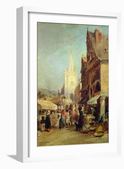 Market at Hennebont-Jules Achille Noel-Framed Giclee Print