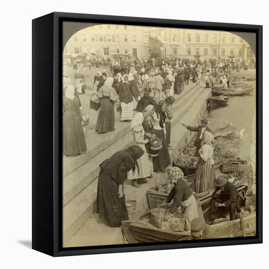 Market Boats, Helsinki, Finland-Underwood & Underwood-Framed Stretched Canvas