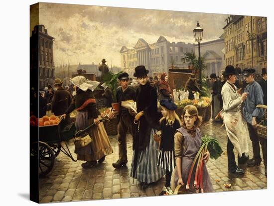 Market Day at Hojbro Plads Copenhagen-Paul Fischer-Stretched Canvas
