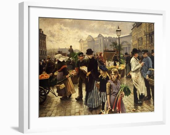 Market Day at Hojbro Plads Copenhagen-Paul Fischer-Framed Giclee Print