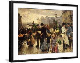 Market Day at Hojbro Plads Copenhagen-Paul Fischer-Framed Giclee Print