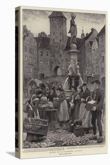 Market Day at Landsberg, Bavaria-Clement Flower-Stretched Canvas