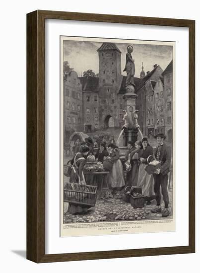 Market Day at Landsberg, Bavaria-Clement Flower-Framed Giclee Print