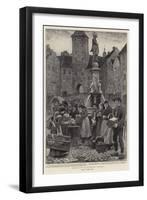 Market Day at Landsberg, Bavaria-Clement Flower-Framed Giclee Print