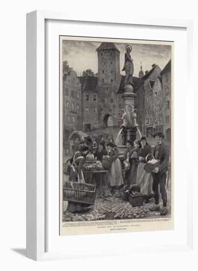 Market Day at Landsberg, Bavaria-Clement Flower-Framed Giclee Print