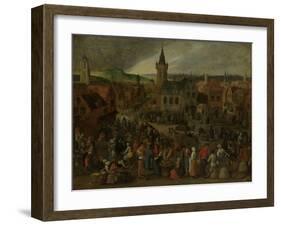 Market Day in a Flemish Town-Sebastiaan Vrancx-Framed Art Print