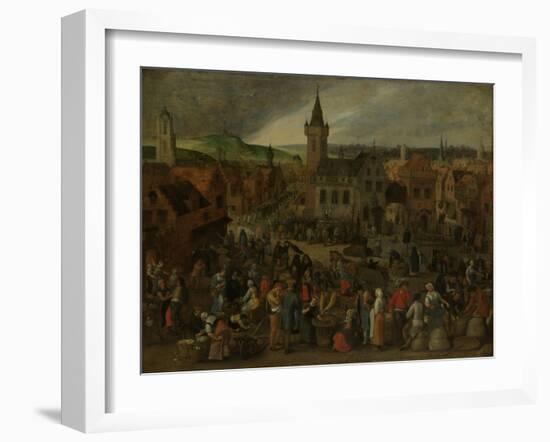 Market Day in a Flemish Town-Sebastiaan Vrancx-Framed Art Print