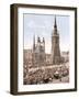 Market Day in Halle with the Red Tower in the Background, Germany, Pub. C.1895-null-Framed Photographic Print