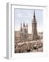 Market Day in Halle with the Red Tower in the Background, Germany, Pub. C.1895-null-Framed Photographic Print