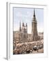 Market Day in Halle with the Red Tower in the Background, Germany, Pub. C.1895-null-Framed Photographic Print