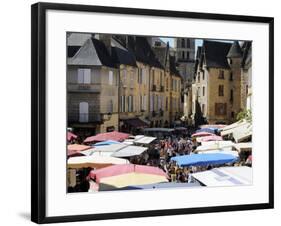 Market Day in Place De La Liberte, Sarlat, Dordogne, France, Europe-Peter Richardson-Framed Photographic Print