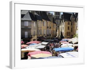 Market Day in Place De La Liberte, Sarlat, Dordogne, France, Europe-Peter Richardson-Framed Photographic Print