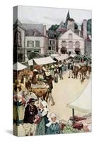 Market-Day in Pont-Aven, a Village in Brittany, France, 1800s-null-Stretched Canvas