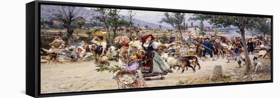 Market Day, Near Rome-Cesare Tiratelli-Framed Stretched Canvas