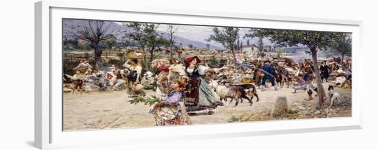 Market Day, Near Rome-Cesare Tiratelli-Framed Premium Giclee Print