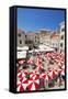 Market, Gunduliceeva Poljana, Dubrovnik, Dalmatia, Croatia, Europe-Frank Fell-Framed Stretched Canvas